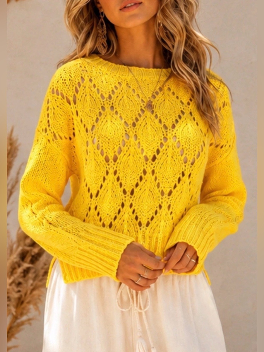Anthropologie Bright Lights Pointelle Sweater Small Alpaca Knit Wool Top XS